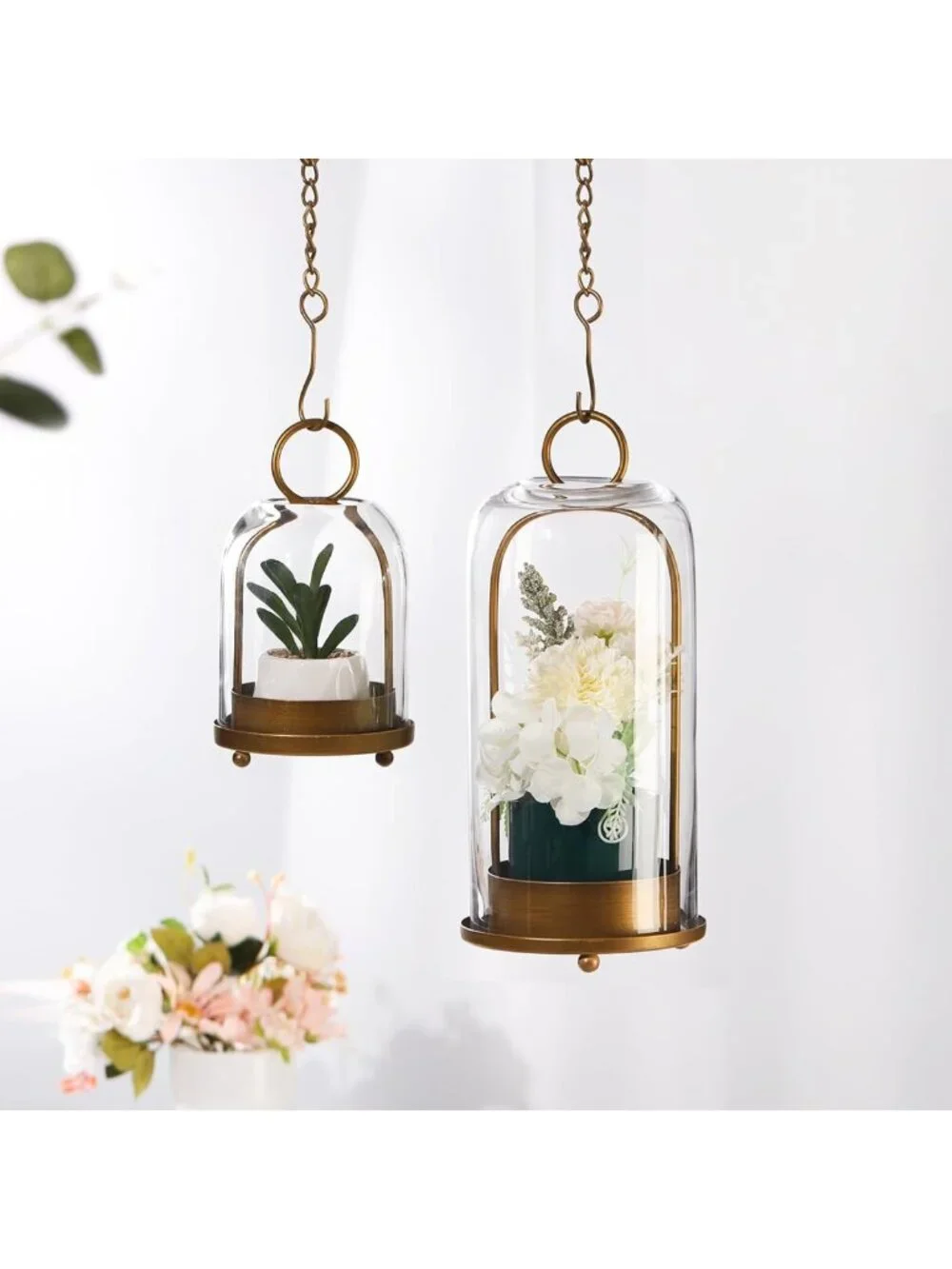 Versatile Metal Candle Holders with Glass Dome - Industrial Farmhouse Decor (Set